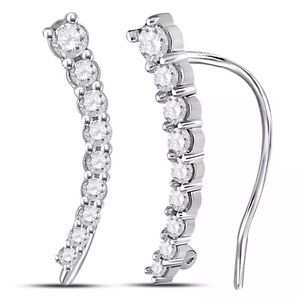 10k Diamond Graduated Climber Earrings 1/4 Cttw